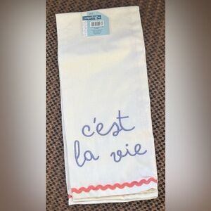 C’est la vie embroidered Tea Towel
